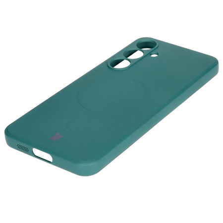 Silikonowe etui z pierścieniem magnetycznym Bizon Case Silicone Magnetic Sq do Galaxy S24 FE, ciemnozielone