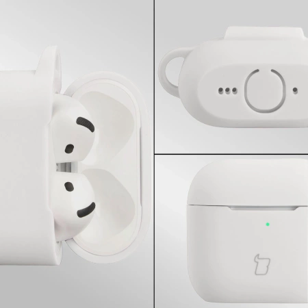 Silikonowe etui z karabińczykiem Bizon Case Headphone Silicone do AirPods 4, białe