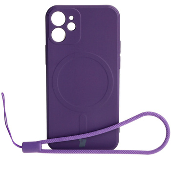 Etui Bizon Case Silicone Magnetic Sq do iPhone 12 Mini, śliwkowe