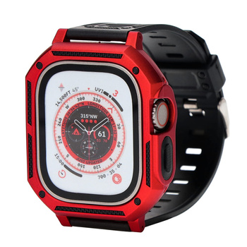 Etui z paskiem Bizon Strap + Case Watch Armor do Apple Watch Ultra 49mm, czerwone