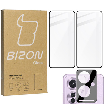 2x Szkło + szybka na aparat BIZON Edge 2 Pack do Oppo Reno11 F 5G