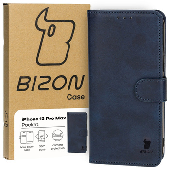 Etui z klapką Bizon Case Pocket do iPhone 13 Pro Max, granatowe