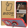 Etui z uchwytem na palec Bizon Case Hybrid Ring do Xiaomi Redmi Note 14 Pro 5G / Poco X7, przydymione z czerwoną ramką