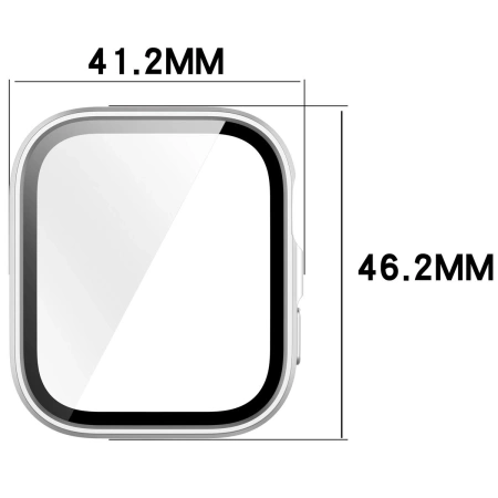 Etui ze szkłem do zegarka Bizon Case+Glass Watch do Huawei Watch Fit 4, satynowo srebrne