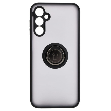 Etui z uchwytem na palec Bizon Case Hybrid Ring do Galaxy M14 5G, przydymione z czarną ramką