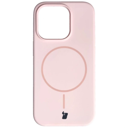 Silikonowe etui z pierścieniem magnetycznym Bizon Soft Case Magnetic do iPhone 14 Pro, jasnoróżowe