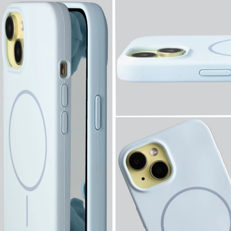 Silikonowe etui z pierścieniem magnetycznym Bizon Soft Case Magnetic do iPhone 15, błękitne
