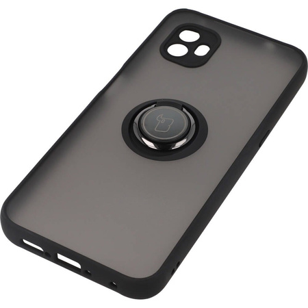 Etui z uchwytem na palec Bizon Case Hybrid Ring do Galaxy Xcover6 Pro, przydymione z czarną ramką