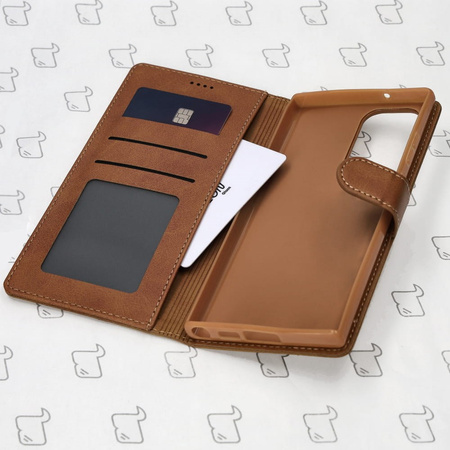 Etui Bizon Case Wallet do Samsung Galaxy S23 Ultra, jasnobrązowe