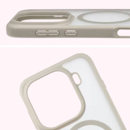 Etui z pierścieniem magnetycznym Bizon Case MatteO do Oppo Find X9 Pro, przydymione-beżowe