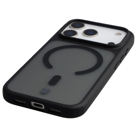 Etui z pierścieniem magnetycznym Bizon Case MatteO do iPhone 17 Pro, przydymione-czarne