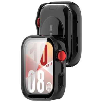 Etui ze szkłem do zegarka Bizon Case+Glass Watch do Huawei Watch Fit 4, czarne