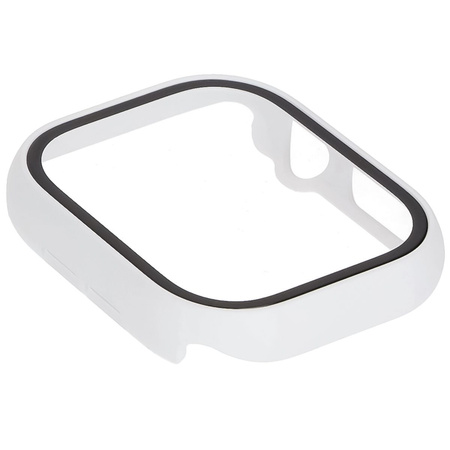 Etui ze szkłem do zegarka Bizon Case+Glass Watch do Apple Watch 11 / 10 42mm, białe