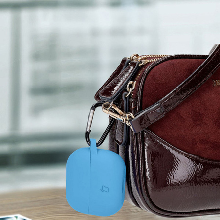 Silikonowe etui z karabińczykiem Bizon Case Headphone Silicone do Galaxy Buds 3/3 Pro/3 FE, niebieskie