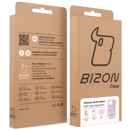 Silikonowe etui z pierścieniem magnetycznym Bizon Soft Case Magnetic do iPhone 14 Pro Max, jasnofioletowe
