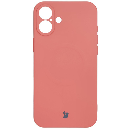 Silikonowe etui z pierścieniem magnetycznym Bizon Case Silicone Magnetic do iPhone 16, brudnoróżowe