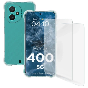 Elastyczne etui + 2x folia na ekran Bizon Case Clear Pack do Honor 400