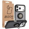 Etui z uchwytem na palec Bizon Case Hybrid Ring do iPhone 17 Pro, przydymione z czarną ramką