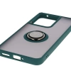 Etui z uchwytem na palec Bizon Case Hybrid Ring do Realme 14 5G / 14T 5G, przydymione z ciemnozieloną ramką