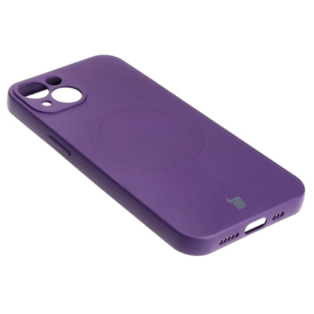 Etui silikonowe z pierścieniem magnetycznym Bizon Case Silicone Magnetic do iPhone 13, śliwkowe