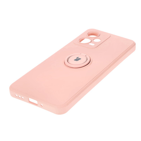 Etui Bizon Case Silicone Ring Sq do Xiaomi Redmi Note 12 5G/Poco X5, jasnoróżowe