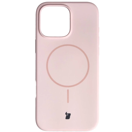 Silikonowe etui z pierścieniem magnetycznym Bizon Soft Case Magnetic do iPhone 16 Pro Max, jasnoróżowe