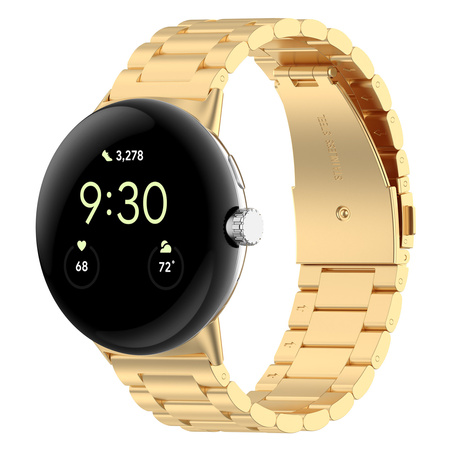 Pasek ze stali nierdzewnej Bizon Strap Watch Aura do Google Pixel Watch 4/3 45 mm, złoty