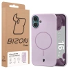 Silikonowe etui z pierścieniem magnetycznym Bizon Soft Case Magnetic do iPhone 16 Plus, jasnofioletowe