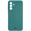 Silikonowe etui z pierścieniem magnetycznym Bizon Case Silicone Magnetic Sq do Galaxy A56 5G, ciemnozielone
