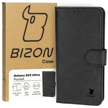 Etui z klapką Bizon Case Pocket do Galaxy S23 Ultra, czarne