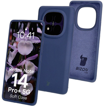 Silikonowe etui Bizon Soft Case do Xiaomi Redmi Note 14 Pro Plus 5G, ciemnoniebieskie