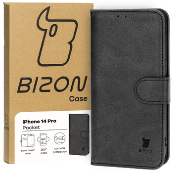 Etui z klapką Bizon Case Pocket do iPhone 14 Pro, czarne