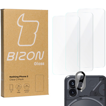 3x Szkło + szybka na aparat BIZON Clear 2 Pack do Nothing Phone 2