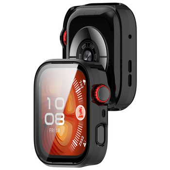 Etui ze szkłem do zegarka Bizon Case+Glass Watch do Huawei Watch Fit 4 Pro, czarne