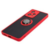 Etui z uchwytem na palec Bizon Case Hybrid Ring do Xiaomi Redmi Note 12 Pro 5G, przydymione z czerwoną ramką