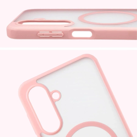 Etui z pierścieniem magnetycznym Bizon Case MatteO do Galaxy A17 5G, przydymione-jasnoróżowe