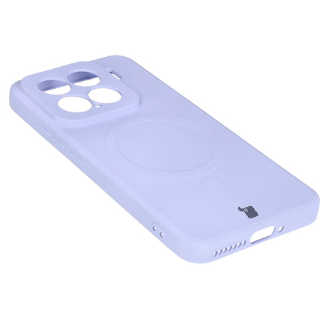 Silikonowe etui z pierścieniem magnetycznym Bizon Case Silicone Magnetic Sq do Xiaomi 15, jasnofioletowe