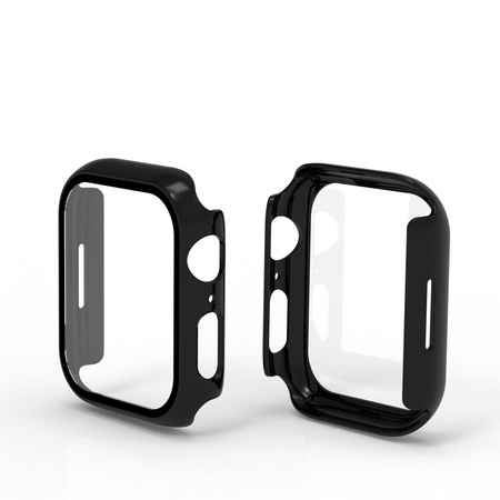 Etui ze szkłem Bizon Case, Case + Glass Set Apple Watch 8/7 45mm, czarne