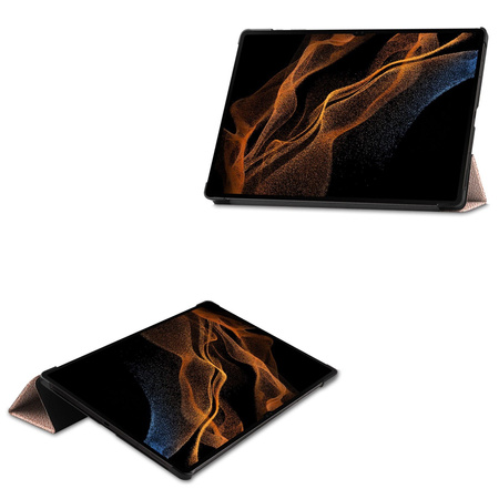 Etui Bizon Case Tab Croc do Galaxy Tab S10 Ultra / S9 Ultra, różowozłote
