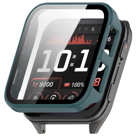 Etui ze szkłem do zegarka Bizon Case Watch Adamo do Garmin Venu X1, zielone