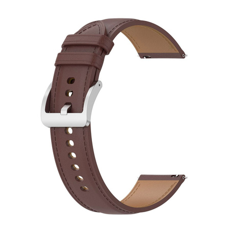 Pasek skórzany do smartwatcha, Bizon Strap Watch Casual, Quick Release 22 mm, ciemnobrązowy