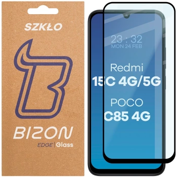 Szkło hartowane Bizon Glass Edge 2 do Xiaomi Redmi 15C 4G / 5G / POCO C85 4G, czarna ramka