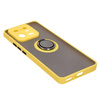 Etui z uchwytem na palec Bizon Case Hybrid Ring do Xiaomi 13 Pro, przydymione z żółtą ramką