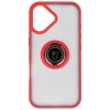 Etui z uchwytem na palec Bizon Case Hybrid Ring do iPhone 17, przydymione z czerwoną ramką