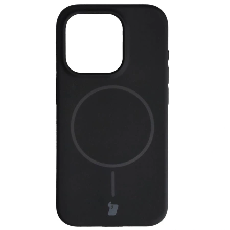 Silikonowe etui z pierścieniem magnetycznym Bizon Soft Case Magnetic do iPhone 15 Pro, czarne
