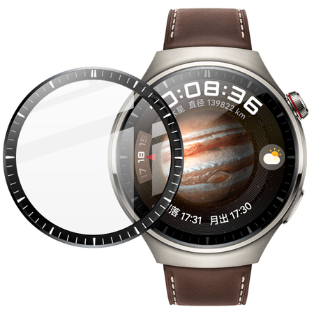 Szkło hybrydowe Bizon Glass Watch Edge Hybrid dla Huawei Watch 4 Pro / 4 Pro Space Edition, czarne