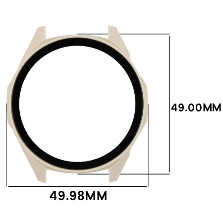 Etui ze szkłem do zegarka Bizon Case+Glass Watch do Huawei Watch GT6 46 mm, beżowe