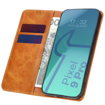 Etui z klapką Bizon Case Pocket Pro do Google Pixel 9 Pro, brązowe