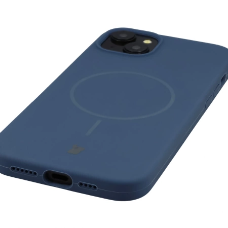 Silikonowe etui z pierścieniem magnetycznym Bizon Soft Case Magnetic do iPhone 15 Plus/14 Plus, granatowe