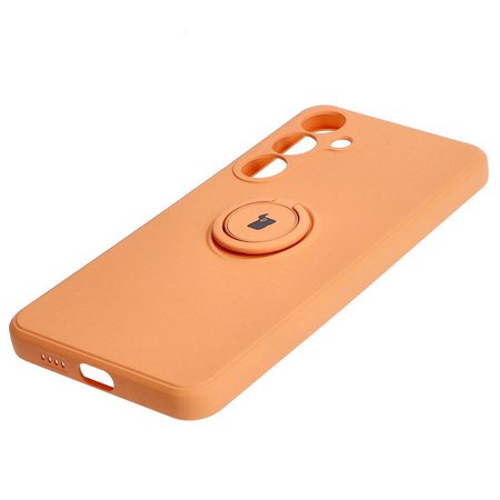 Etui Bizon Case Silicone Ring Sq do Galaxy S24 Plus, pomarańczowe